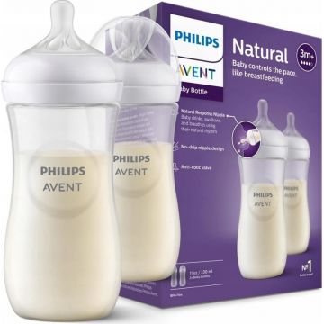 Philips AVENT Natural Response Sticlă 330 ml, 3m+ 2 buc 1×2 buc, sticlă