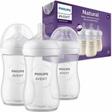 Philips AVENT Sticlă Natural Response 260 ml, 1m+ 3 buc 1×3 buc, sticlă