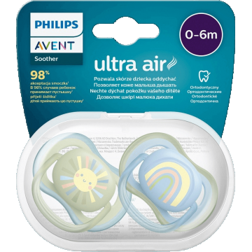 Philips Avent Ultra Air Soother Image 0-6m Băiat (Rainbow) 2 buc