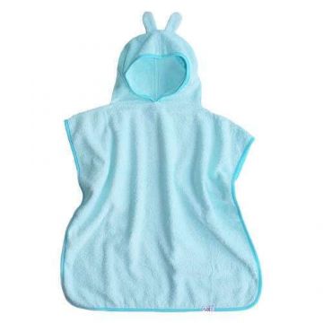 Prosop Poncho cu gluga si urechiuse, 2-6 ani, Bleu Cyan, Tuxi Brands