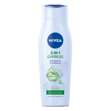 Sampon si Balsam 2 in 1 cu ser pentru stralucire si extract de Aloe Vera Express, 250ml, Nivea