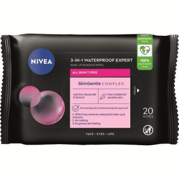 Servetele demachiante 3 in 1 Expert Waterproof, 20 bucati, Nivea