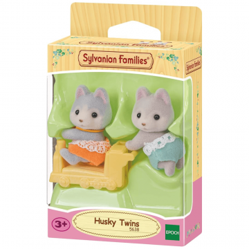 Set 2 figurine Gemenii Catelusi Husky Sylvanian Families, +3 ani, Epoch