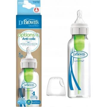 Sticlă Dr.Browns GLASS, 250ml 1×1 buc, sticlă pentru copii 250 ml