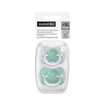 Suzeta fiziologica din silicon SX Pro Dreams, +18 luni, Albastru Marin, 2 buc, Suavinex