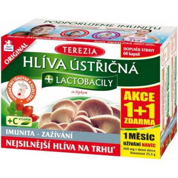 Terezia Oyster mushroom + Lactobacilli acțiune 1+1 cu săgeți 2 x 60 capsule
