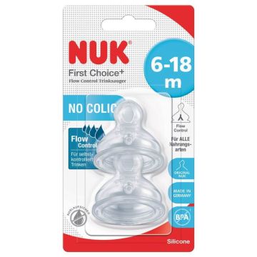Tetinǎ din silicon cu flux variabil M2, 6-18 luni, 2 bucǎți, Nuk 