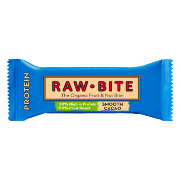 Baton fara gluten si fara zahar cu cacao fina bio Smooth Cacao, 45g, Raw Bite
