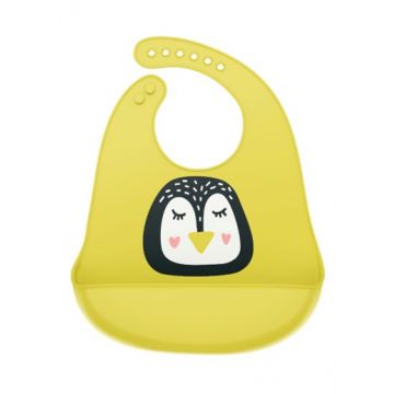 Bavetica din silicon cu buzunar cu model de pinguin, 1 bucata, Coccorito