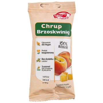 Crispy Natural Peach Crunch, cuburi de piersici uscate, 12 g