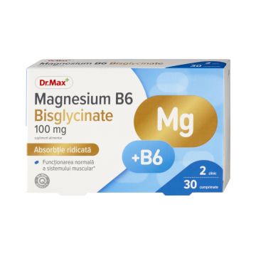 Dr. Max Magnesium B6 Bisglycinate, 30 comprimate filmate