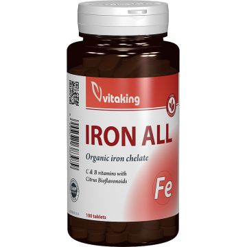 Fier cu vitaminele B si C, 100 comprimate, Vitaking