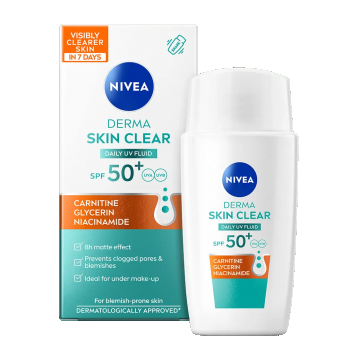 Fluid de zi hidratant Derma Skin Clear cu SPF 50+, 40ml, Nivea
