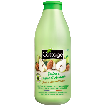 Gel de dus si Lapte de baie cu pere si migdale, 750ml, Cottage