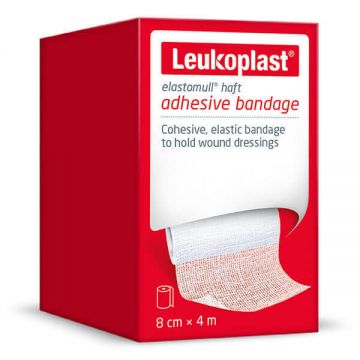 Leukoplast Elastomull Haft, bandaj coeziv, elastic, alb, 8 cm x 4 m, 1 bucată
