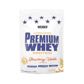 Pudra proteica cu aroma de Strawberry-Vanilla Premium Whey, 500g, Weider