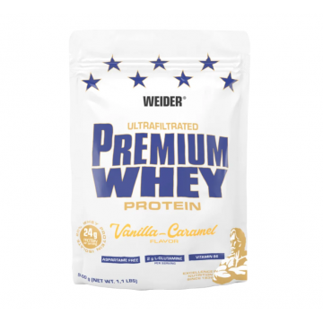 Pudra proteica cu aroma de Vanilla-Caramel Premium Whey, 500g, Weider