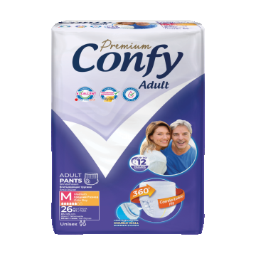 Scutece pentru adulti Premium Jumbo Marime M, 26 bucati, Confy