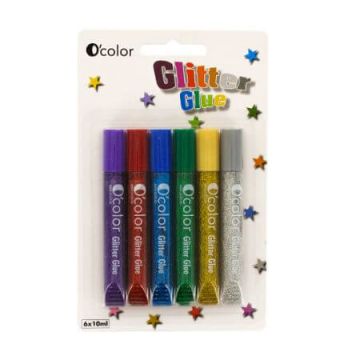 Set 6 flacoane cu Lipici, Glinter Colorat, 3+ ani, O Color