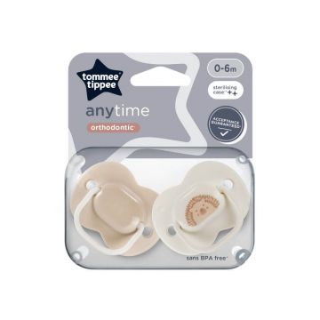 Suzete ortodontice Anytime, 0-6 luni, 2 bucati, Arici, Tommee Tippee