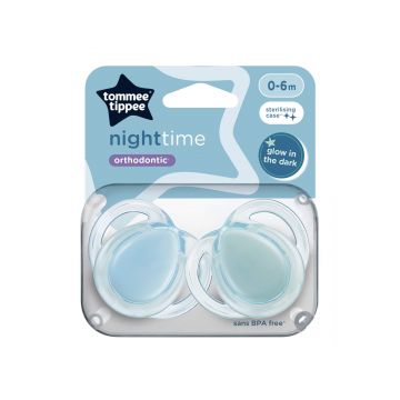 Suzete ortodontice Night Time, 0-6 luni, 2 bucati, Albastru, Tommee Tippee