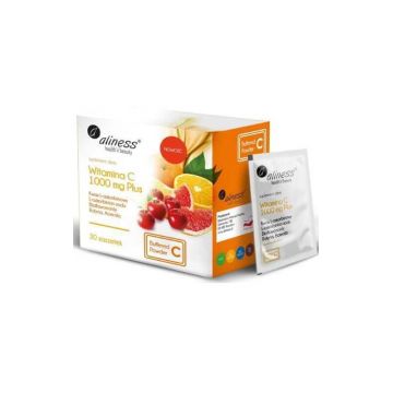 Vitamina C 1000 mg PLUS bioflavonoide, rutin, acerola 30 pliculețe Aliness