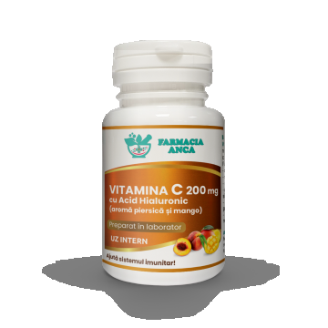 VITAMINA C 200 mg cu Acid Hialuronic (aromă piersică și mango) x 30cp