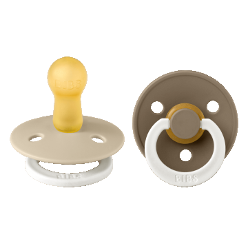 Bibs Colour Night Glow, suzetă, cauciuc, rotund, strălucește în întuneric, mărimea 2, Vanilla & Dark Oak, de la 6 luni, 2 bucăți