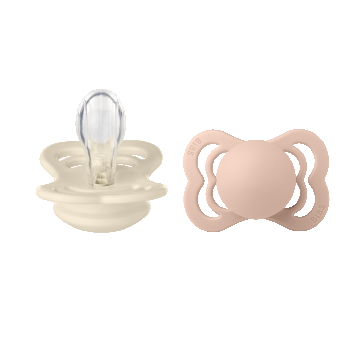 Bibs Supreme, suzetă, silicon, simetric, mărimea 1, Ivory & Blush, de la naștere, 2 bucăți