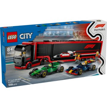 Camion F1 cu masinile F1 RB20 si AMR24 City, 60445, + 8 ani, Lego