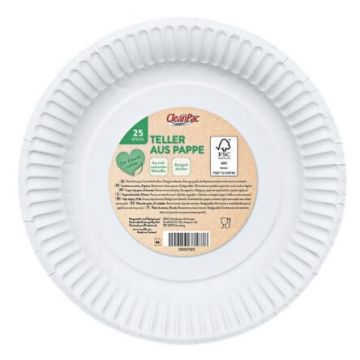 CleanPac, Farfurii de hârtie 23 cm, 25 bucăți