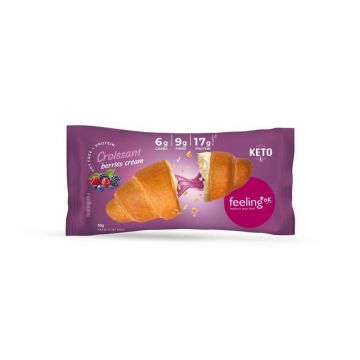 Croissant proteic cu crema de fructe de padure, 65 g, Feeling Ok