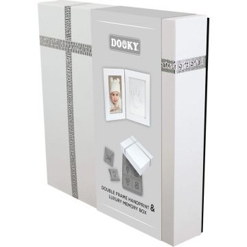 Cutie pentru amintirile bebelusului cu kit amprenta 2D Double Frame, White, Dooky