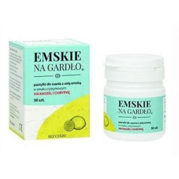 Emskie na gardo, aromă de lămâie, 30 pastiluțe