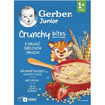 Gerber Junior terci de căpșuni fără lapte cu bucăți crocante 200 g