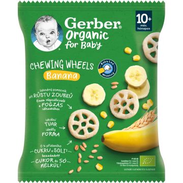 Gerber Roți de mestecat organice cu banane 28 g