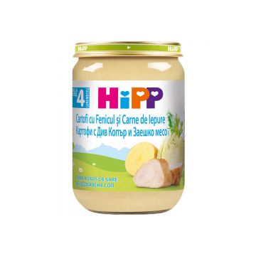 Meniu de cartofi si fenicul cu iepure, +4 luni,190 g, Hipp