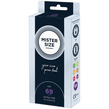 Mister Size, prezervative umezite, netede, 69 mm, 10 bucăți