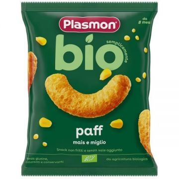 Pufuleti Bio din porumb si mei, + 8 luni, 15 g, Plasmon