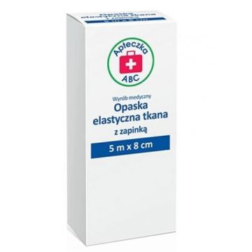 Bandă elastică țesută ABC trusă de prim ajutor, 5m x 8 cm + 1 încuietoare, 1 buc