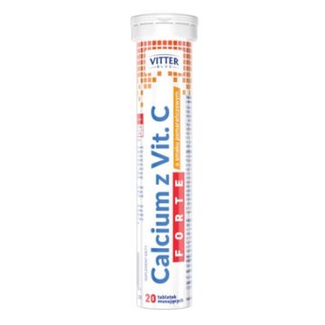 Calciu cu vitamina C Forte, aromă de portocale, 20 comprimate efervescente