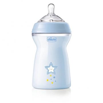 Chicco NaturalFeeling Biberon cu tetină cu curgere rapidă 6m+ Albastru, 330ml