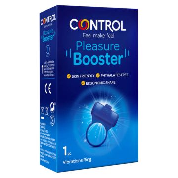 Control Pleasure Booster Inel vibrator cu rahat stimulant și pete albastre, 1 buc.