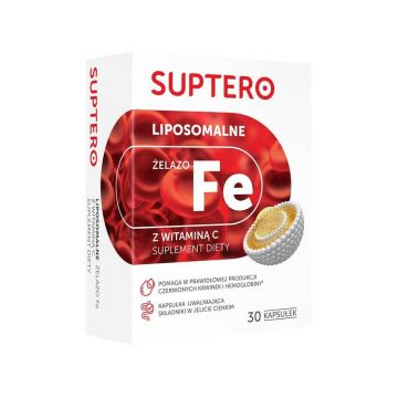 Fier Fe lipozomal Suptero cu vitamina C, 30 capsule