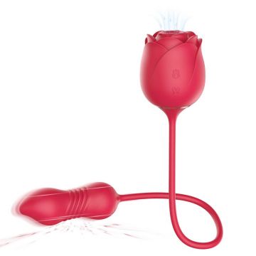 Immortal Flower 5 Masaj intim în formă de trandafir cu 9 moduri de aspirație și împingere Roșu