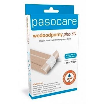 Plasturi, impermeabili cu pansament 3D Plus Pasocare, 1mx8cm, 10 buc x 10cmx8cm, 1 buc - Rezistență lungă!