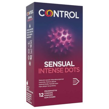 Prezervative Control Sensual Intense Dots cu file înclinate, 12 bucăți