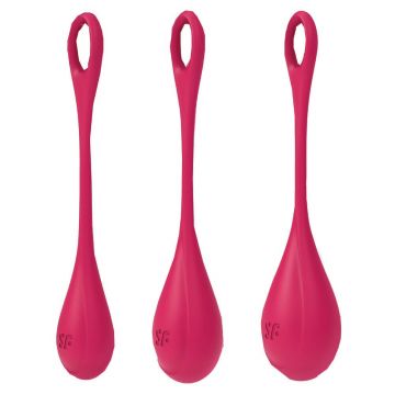 Satisfyer Yoni Power 1 Kegel set de mingi de antrenament muscular Roșu