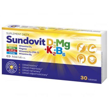 Sundovit D3 + Mg + K2 + B6, 30 comprimate SHORT DATE