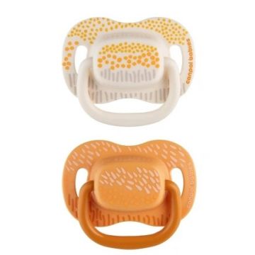 Suzetă Canpol, simetrică, silicon, galben munte 34/932 18m+, 2 bucăți